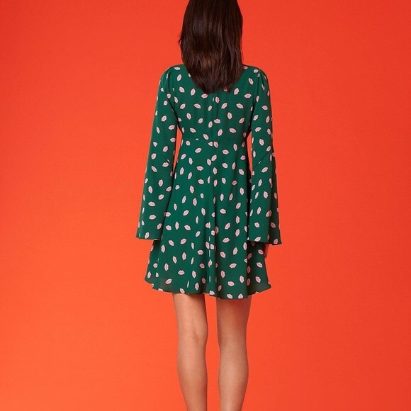 DVF West tie front mini dress Kiss Pine - Picture 3 of 4